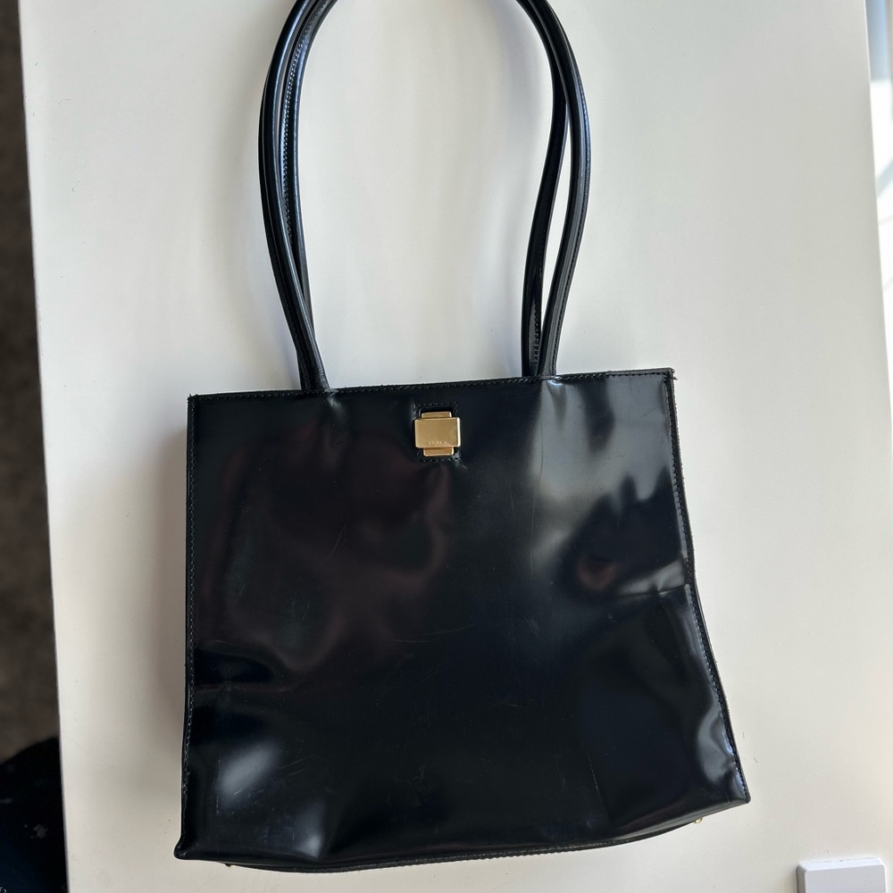 Furla Shiny Black Tote Bag